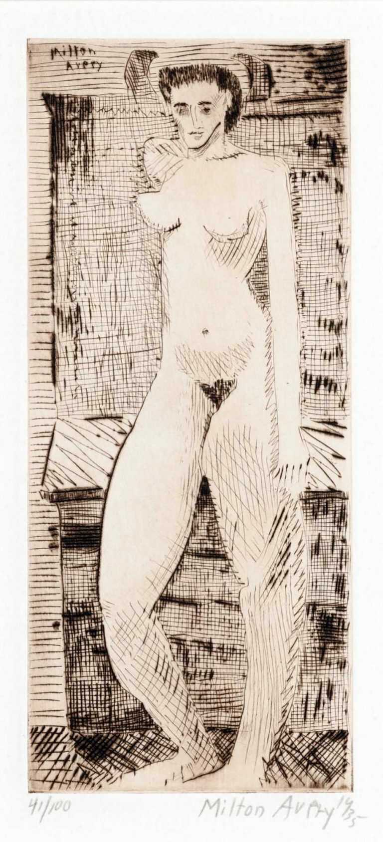Print By Milton Avery: Young Girl Nude At Childs Gallery