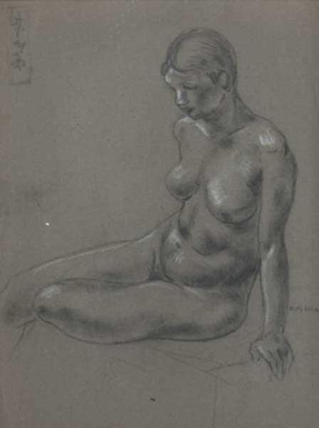 Drawing by Molly Luce: [Seated Nude], represented by Childs Gallery