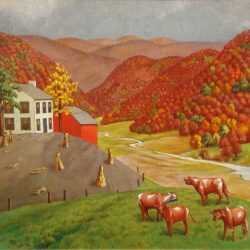 Painting By Molly Luce: Autumn Farm At Childs Gallery