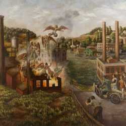 Painting By Molly Luce: Fire In The Factory At Childs Gallery