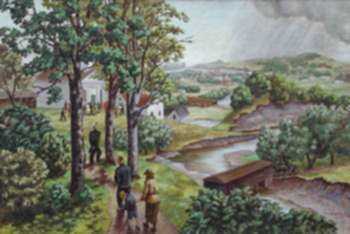 Painting by Molly Luce: Rufus Clark's Church, Ohio, represented by Childs Gallery