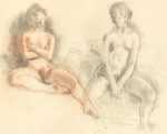 Drawing by Moses Soyer: [Two Nudes], available at Childs Gallery, Boston