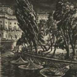 Print by Muirhead Bone: Windy Night, Stockholm, represented by Childs Gallery