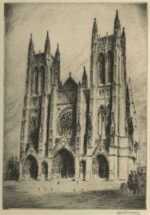 Print by Nat Lowell: The Cathedral of Saint John the Divine, New York City, represented by Childs Gallery