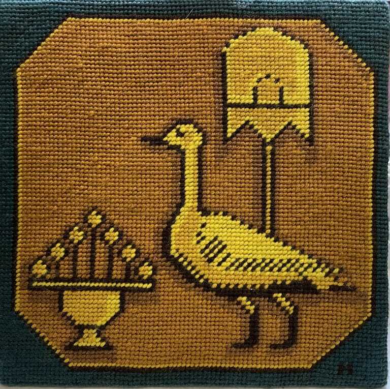 Textile by Natalie Hays Hammond: "The Divine Goose, or Great Cackler" which laid the Cosmic Egg… Egyptian, available at Childs Gallery, Boston