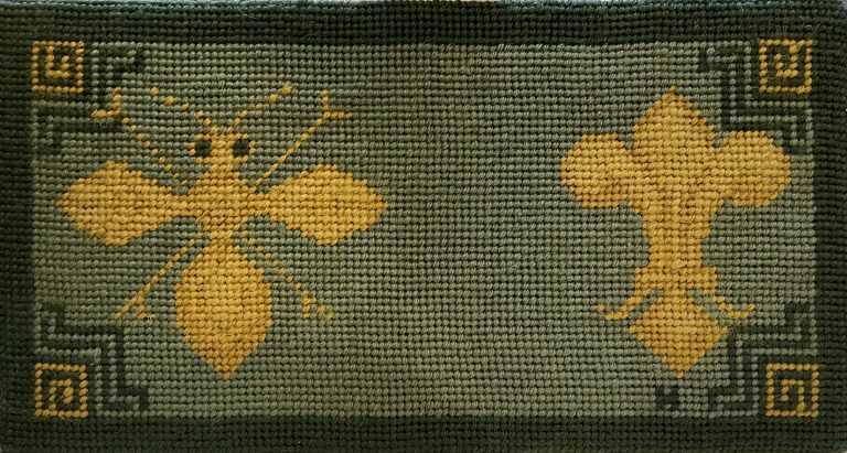 Textile by Natalie Hays Hammond: The Imperial Bee of France and The Fleur de Lis of Henry of Navarre, available at Childs Gallery, Boston
