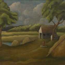 Painting by Natalie Hays Hammond: Farm in Essex, Mass., represented by Childs Gallery