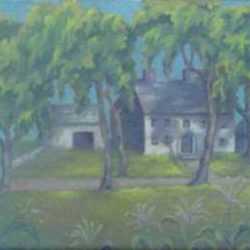 Painting by Natalie Hays Hammond: Farmhouse in Ipswich, Massachusetts, represented by Childs Gallery