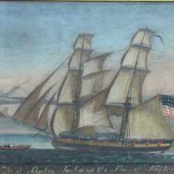 Painting by Neapolitan School  (early 19th century): Snow Fox of Boston Sailing up the Bay of Naples, represented by Childs Gallery
