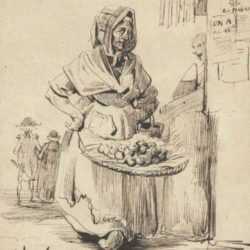 Drawing by Nicolas Toussaint Charlet: The Fruit Seller, represented by Childs Gallery
