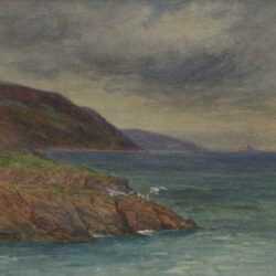 Watercolor by Nora S. Hamilton: [Misty Day on the Irish coast], represented by Childs Gallery
