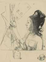 Print by Odilon Redon: Planche d'Essai No. 1: Femme au Hennin, represented by Childs Gallery