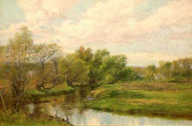 Painting by Olive Parker Black: Landscape with Stream, represented by Childs Gallery