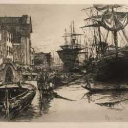 Print by Otto Bacher: Fondamenta Delle Zatterre or View in Venice, represented by Childs Gallery