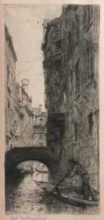 Print by Otto Bacher: Ponte del Pistor, Venice, represented by Childs Gallery