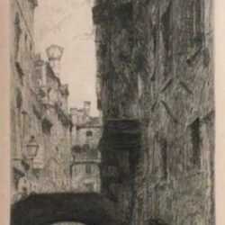 Print by Otto Bacher: Ponte del Pistor, Venice, represented by Childs Gallery