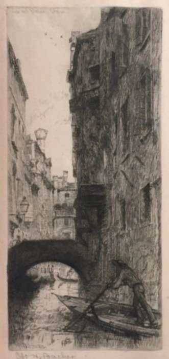 Print by Otto Bacher: Ponte del Pistor, Venice, represented by Childs Gallery