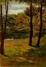 Painting by Otto Heinigke: [Lakeside Trees], represented by Childs Gallery