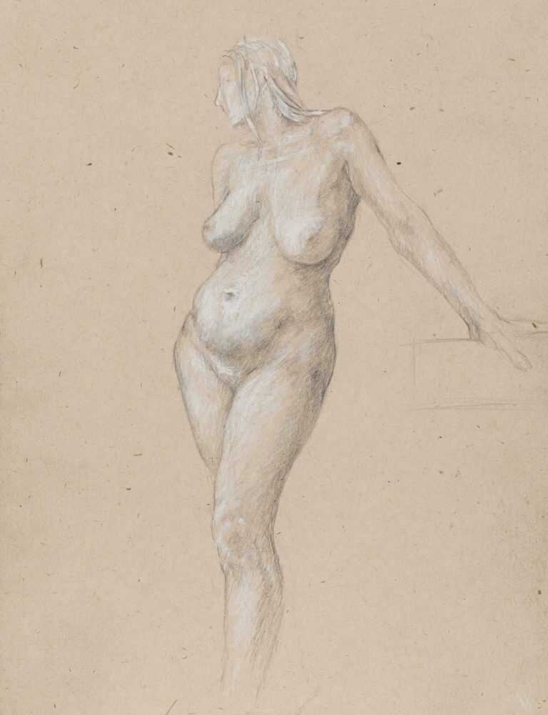 Drawing By Pablo Eduardo: Untitled [nude Woman Standing] At Childs Gallery