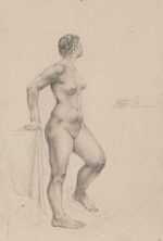 Drawing By Pablo Eduardo: Untitled [recto: Nude Woman Standing; Verso: Head Of A Man] At Childs Gallery