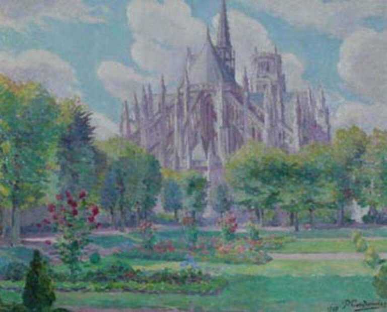 Painting by Paul-Henri-Marie-Maurice Cordonnier: Apse of Orleans Cathedral [France], represented by Childs Gallery