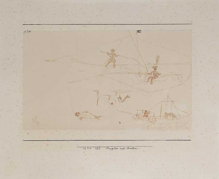 Drawing by Paul Klee: Angler auf Booten, available at Childs Gallery, Boston