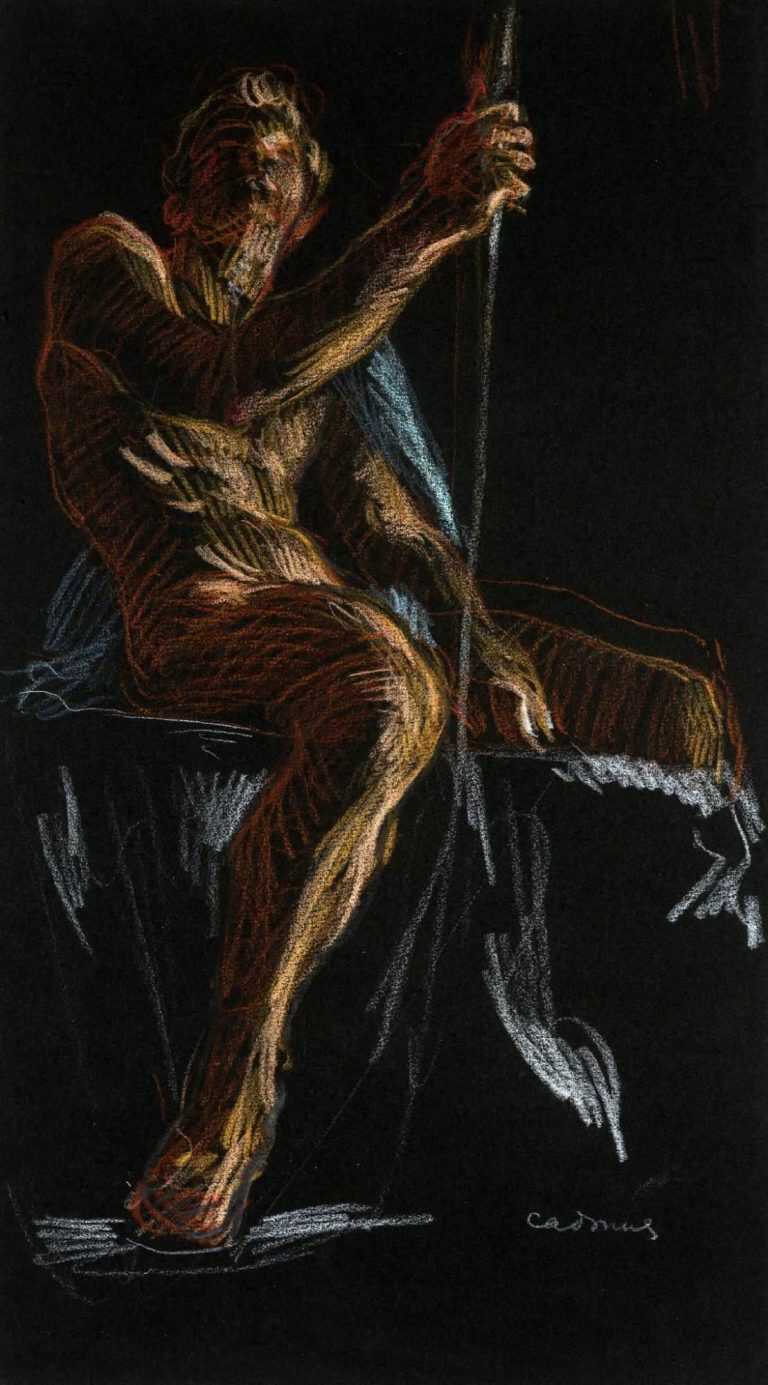 Drawing By Paul Cadmus: Seated Male Nude At Childs Gallery