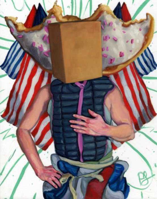 Painting by Paul Endres Jr.: Oswald Boxhead (Enforcer), represented by Childs Gallery