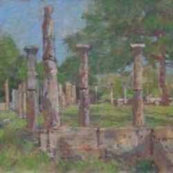 Painting by Paul Parker: Greek Ruins, represented by Childs Gallery