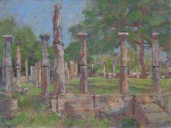 Painting by Paul Parker: Greek Ruins, represented by Childs Gallery