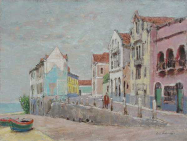 Painting by Paul Parker: Harbor Gateway, Portugal, represented by Childs Gallery