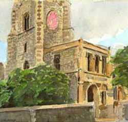 Watercolor by Paul Parker: Norwich, England, represented by Childs Gallery