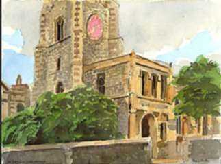 Watercolor by Paul Parker: Norwich, England, represented by Childs Gallery