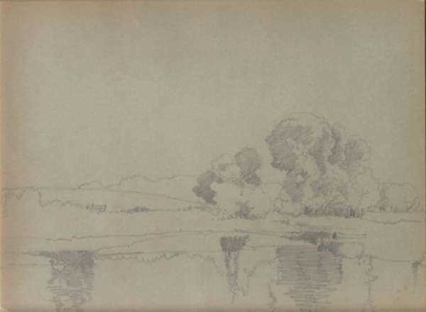Drawing by Peter Moran: [Landscape with Cattle], represented by Childs Gallery