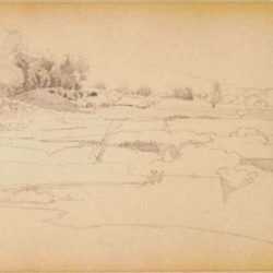 Drawing by Peter Moran: [The Pond], represented by Childs Gallery