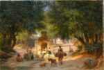 Painting by Peter Raadsig: Italian Peasants Around an Ancient Well, represented by Childs Gallery