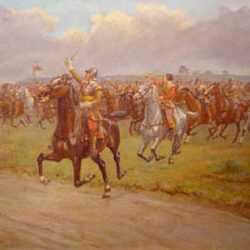 Painting By R. Caton Woodville, Jr.: At The Trumpet's Call, Marston Moor, July 2, 1644 At Childs Gallery