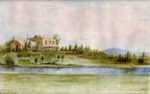 Watercolor by R. Durivage: View of Eldridge House, East Woburn, MA, represented by Childs Gallery
