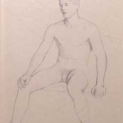 Drawing by R.H. Ives Gammell: [Seated Nude Male], available at Childs Gallery, Boston