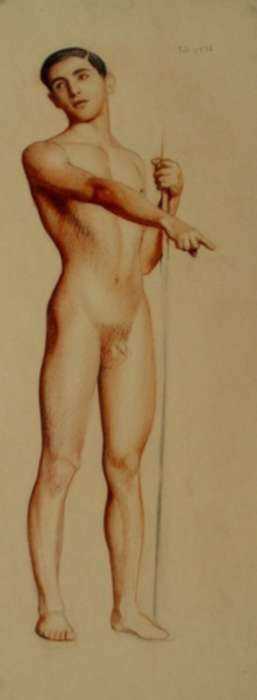 Drawing by R.H. Ives Gammell: [Figure Study, Man with Staff], represented by Childs Gallery