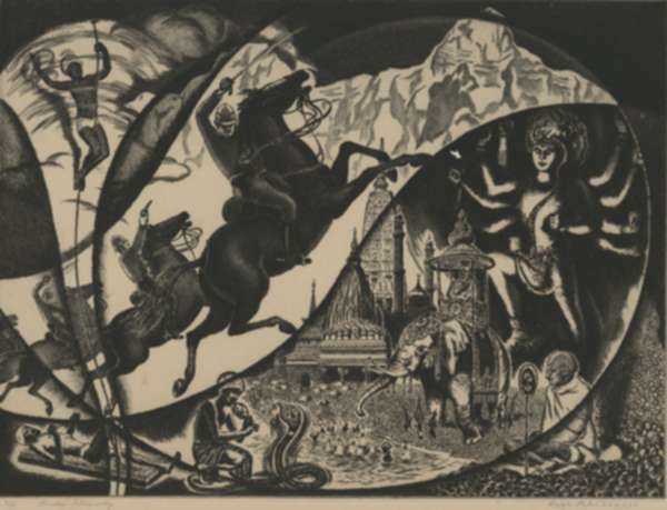Print by Ralph Fabri: Hindu Rhapsody, represented by Childs Gallery