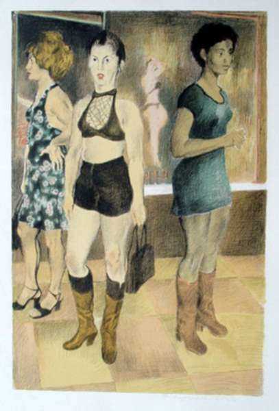 Print by Raphael Soyer: Eighth Avenue, represented by Childs Gallery