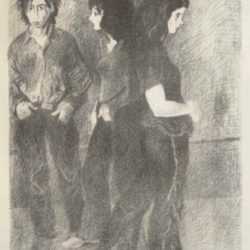 Print by Raphael Soyer: Flower Children, represented by Childs Gallery