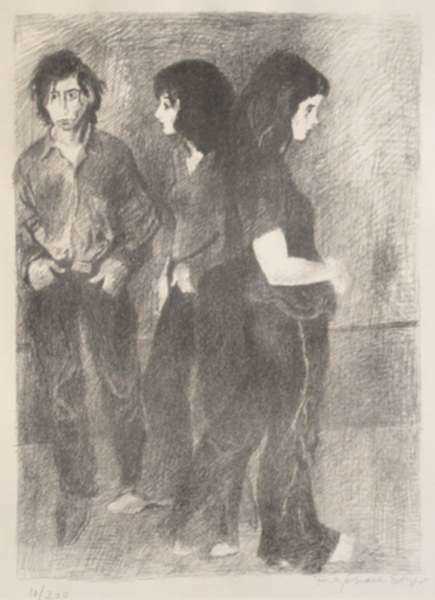 Print by Raphael Soyer: Flower Children, represented by Childs Gallery