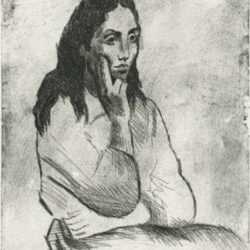 Print by Raphael Soyer: Greek Girl #2, represented by Childs Gallery