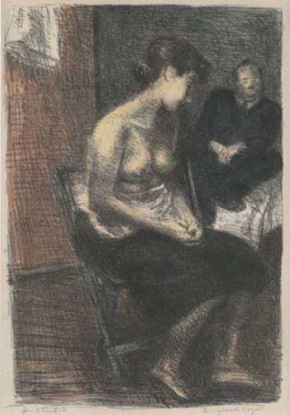 Print by Raphael Soyer: In Studio, represented by Childs Gallery