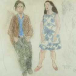 Drawing by Raphael Soyer: Man and Woman, represented by Childs Gallery