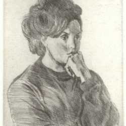 Print by Raphael Soyer: Portrait, represented by Childs Gallery