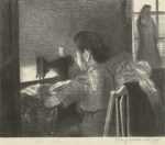 Print by Raphael Soyer: The Seamstress, represented by Childs Gallery