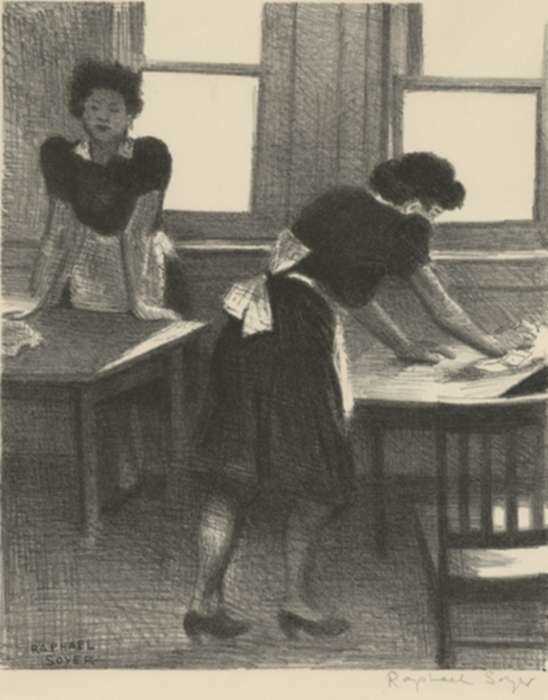 Print by Raphael Soyer: Waitresses, represented by Childs Gallery